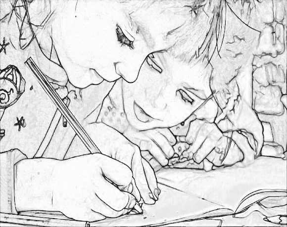 children colouring sheet family photo